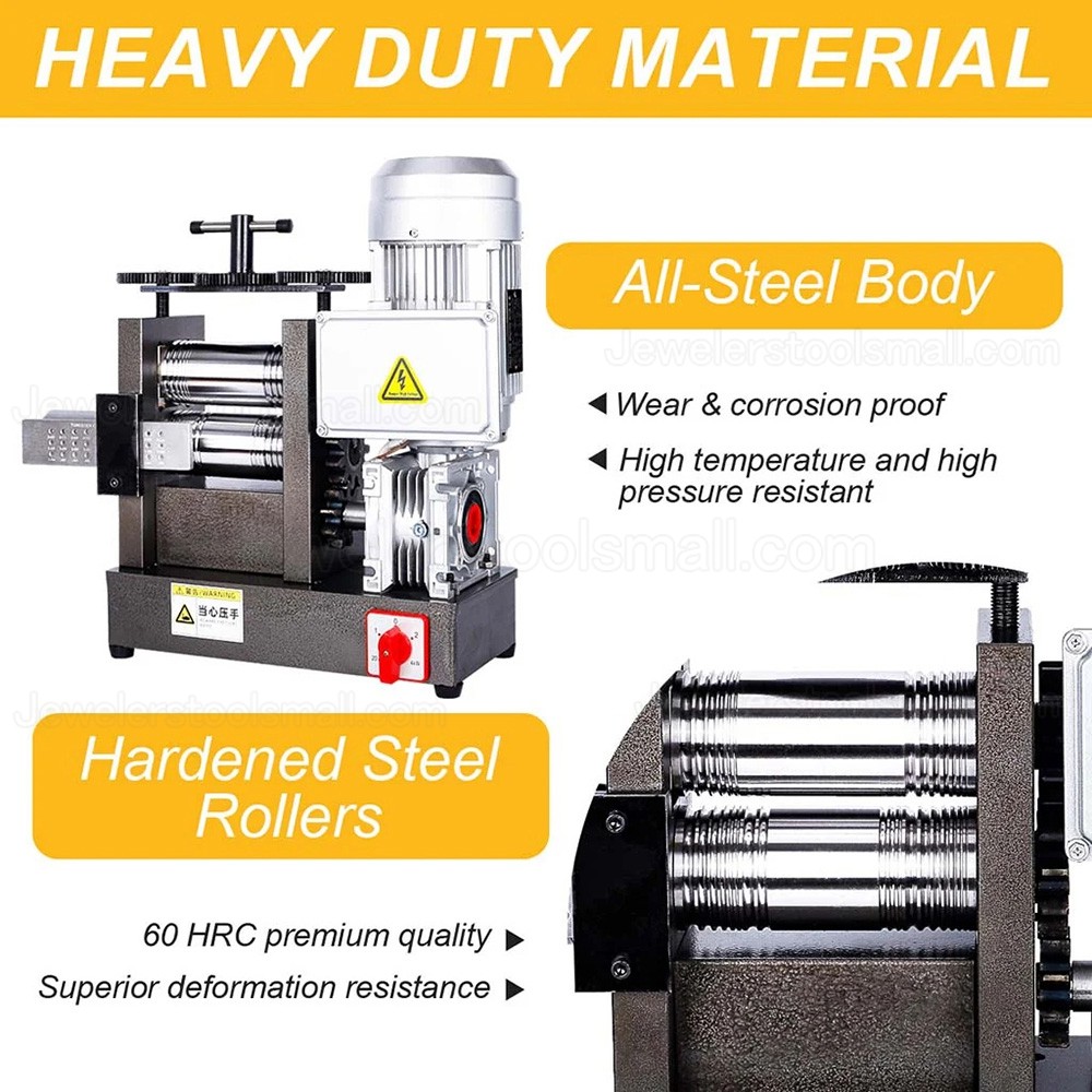 750W 160mm Jewelry Electric Rolling Mill Machine With Square DrawPlates for Metal Sheet and Wire